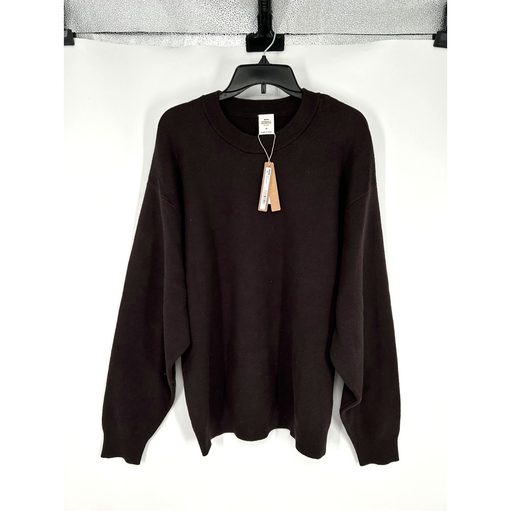 SKIMS Cotton Knit Sweater Mens Medium Phoenix Brown Long Sleeve Pullover